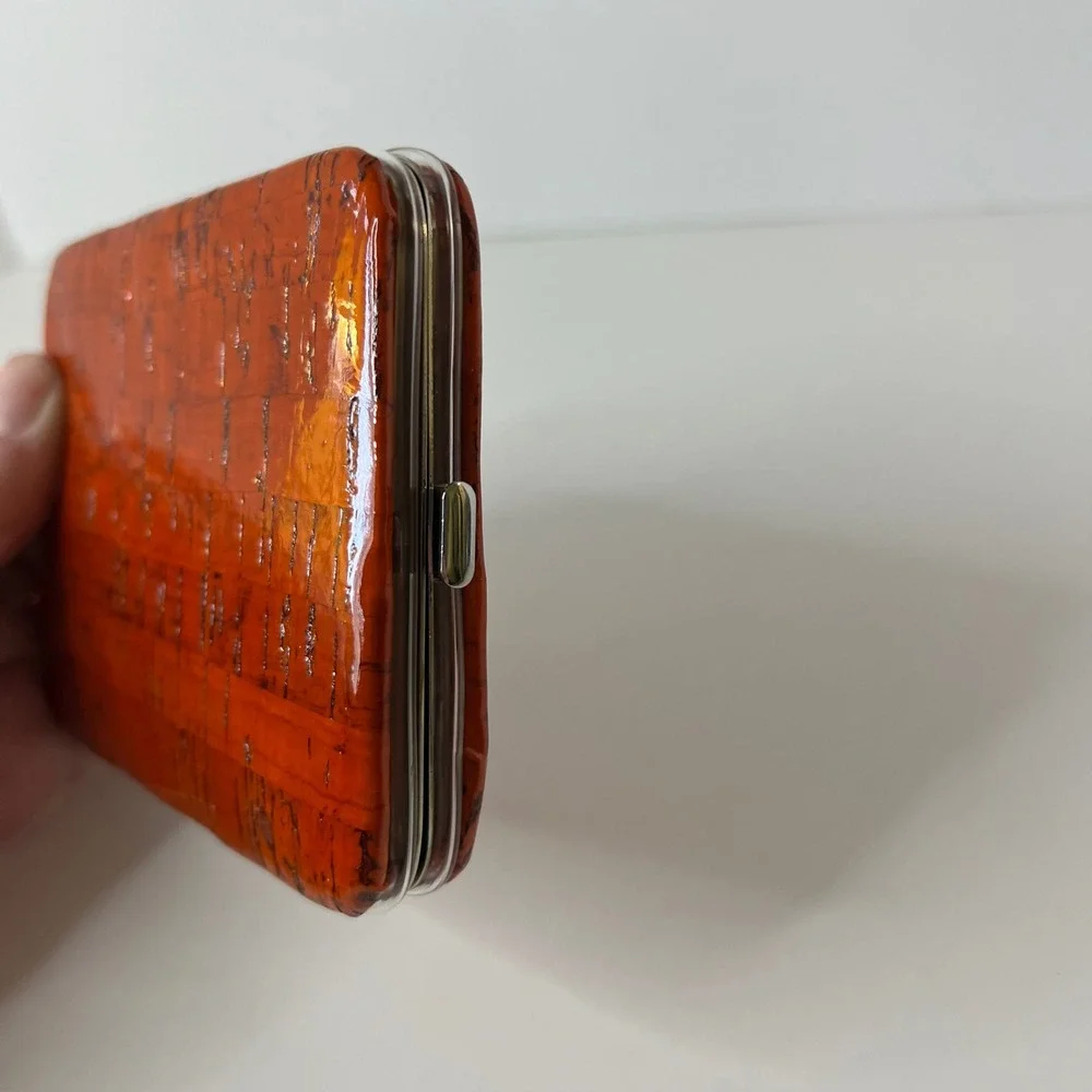 Mundi Embossed Cork Look Card Wallet Red Orange 3.5 x‎ 4.5